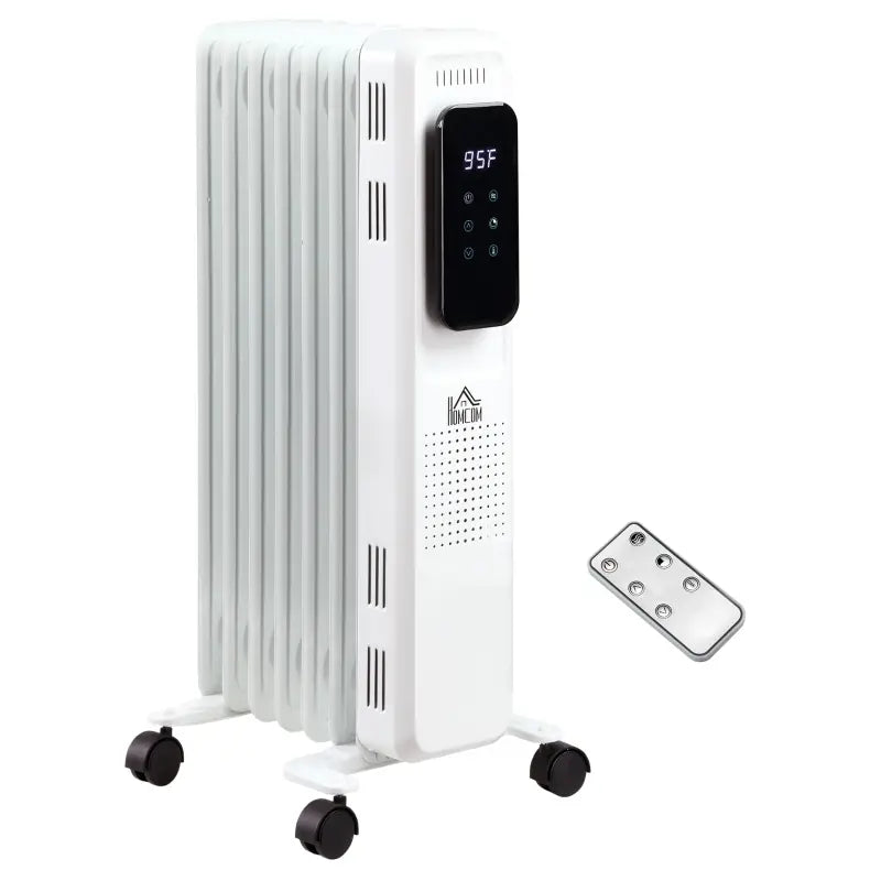 HOMCOM Electric Space Heater, Freestanding 161 Sq. Ft. Heater with 3 Modes, Timer, and Remote, 600/900/1500 W, White