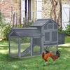 PawHut 59" Small Wooden Chicken coop Hen House Poultry Cage for Outdoor Backyard with 2 Doors, Nesting Box and Removable Tray, Grey