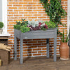 Outsunny Wooden Raised Garden Bed, Elevated Planter Box Stand with 8 Slots and Open Shelf, Dark Gray