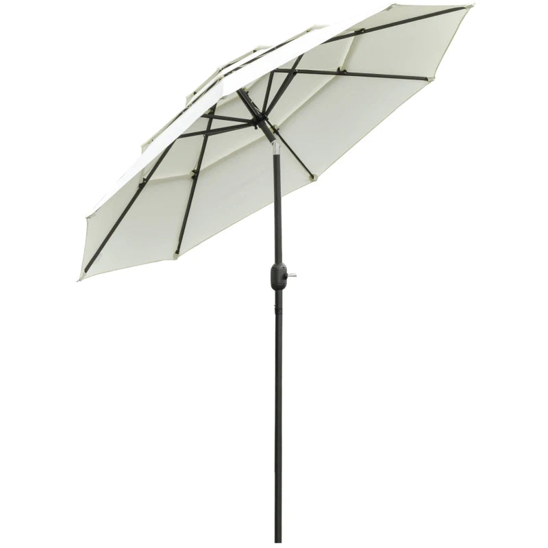 Outsunny 9' 3-Tier Patio Umbrella, Outdoor Market Umbrella with Crank and Push Button Tilt for Deck, Backyard and Lawn, Orange