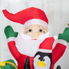 Outsunny 5ft Christmas Inflatable Santa and Penguin Standing in Sock with Candy Cane Gift Box, Blow-Up Outdoor LED Yard Display