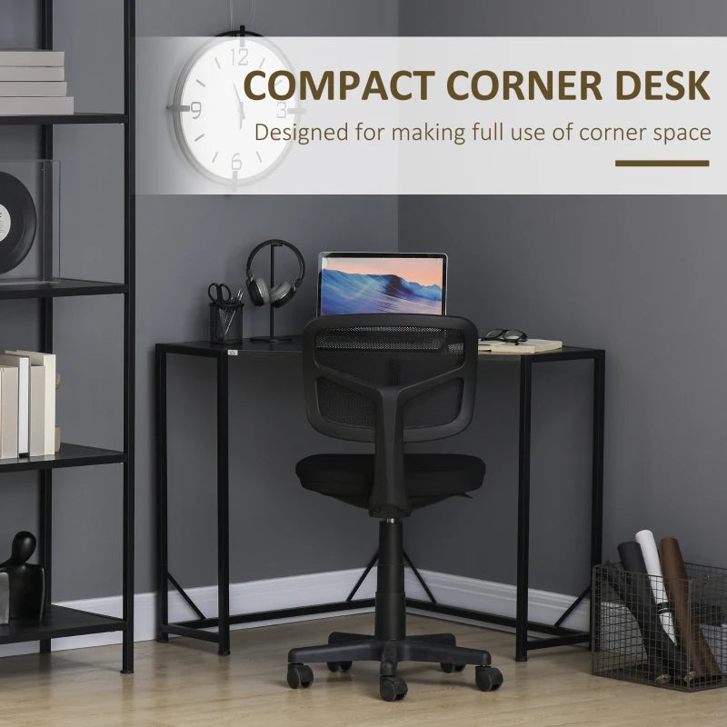 HOMCOM Space-Saving Small Corner Desk & Corner TV Stand, Corner Computer Desk with Strong Metal Frame, Writing Desk Home Corner Office Desk Workstation, Natural
