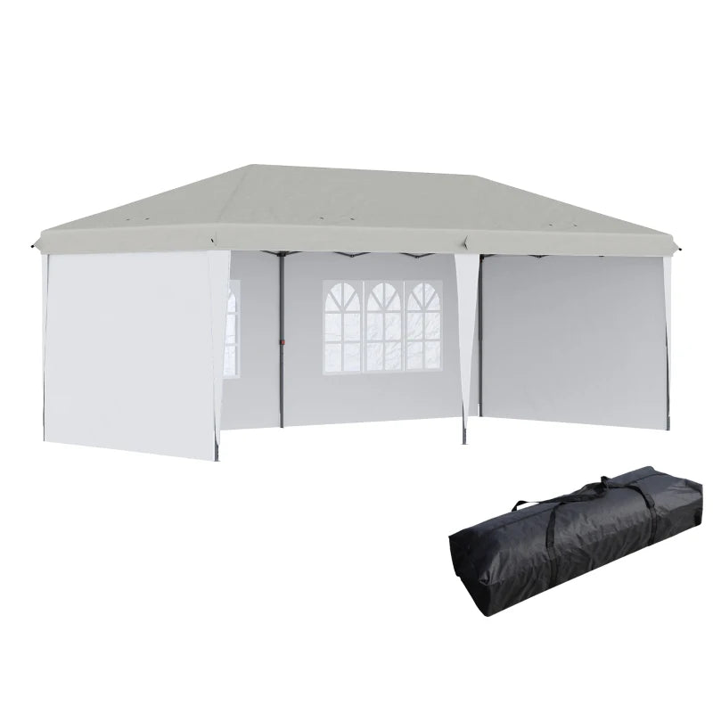 Outsunny 10' x 20' Pop Up Canopy Tent with 4 Sidewalls, Heavy Duty Tents for Parties, Outdoor Instant Gazebo with Carry Bag, for Outdoor, Garden, Patio, White-1