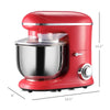 HOMCOM Stand Mixer with 6+1P Speed, 600W Tilt Head Kitchen Electric Mixer with 6 Qt Stainless Steel Mixing Bowl, Beater, Dough Hook and Splash Guard for Baking Bread, Cakes, and Cookies, Red