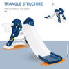 Qaba Indoor/Outdoor Kids Toy Slide with a Safety Triangle Design, Texturized Steps, & Side Basketball Hoop - Blue