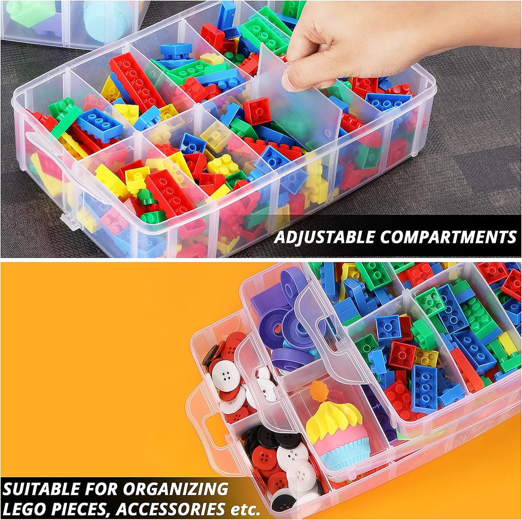 Lego Toy Storage Box Building Block Lego Organizer Transparent Jigsaw  Puzzle Container Adjustable Storage Children Toy Organizer