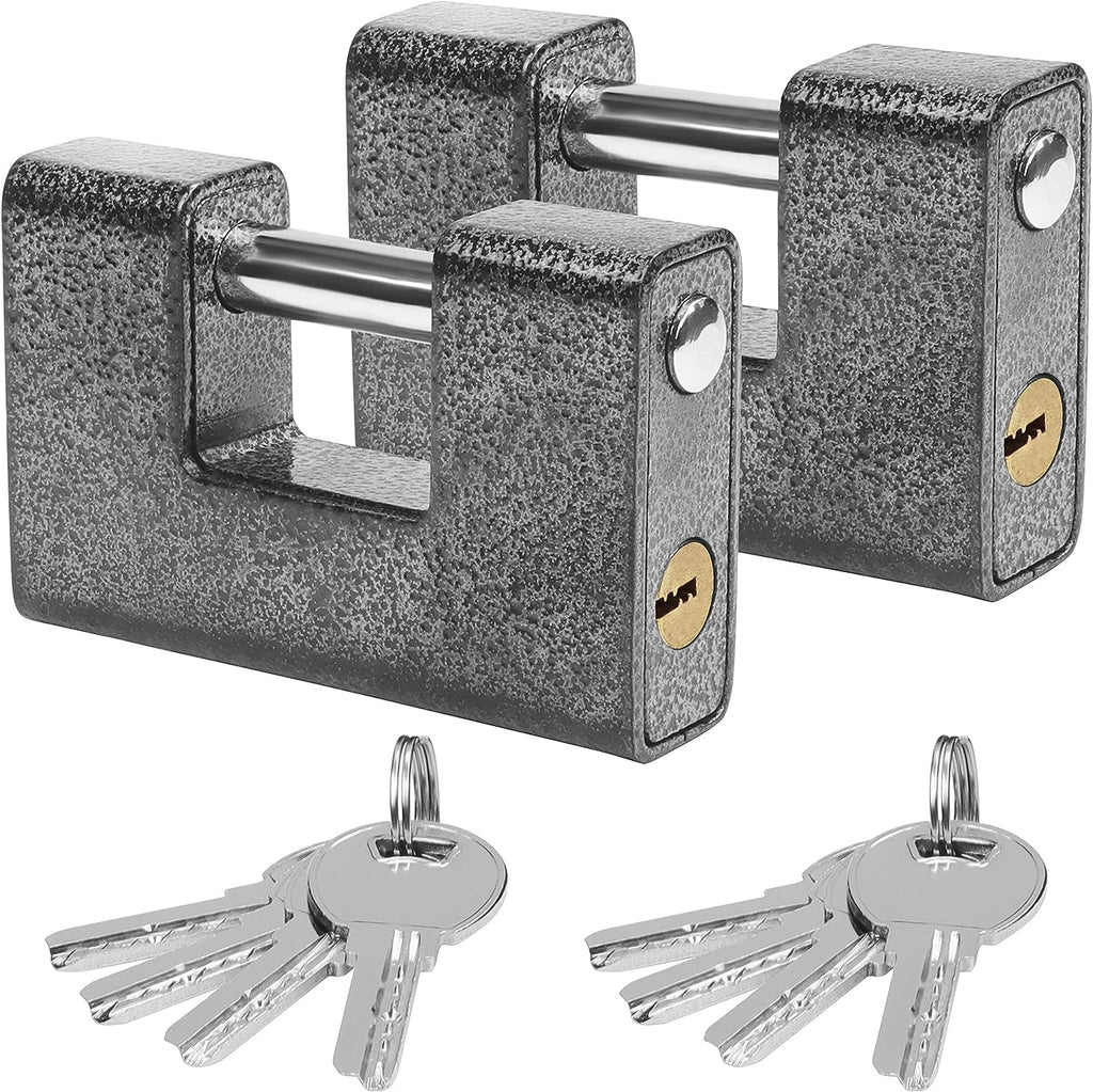 Kurtzy Heavy Duty Padlocks with 8 Keys (2 Pack) - Hardened Solid Steel Hardware Monoblock Lock - 12mm Thick Shackle - Protect Garage Door, Containers, Sheds, Shutters, Lockers, Gates and Warehouses