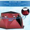 Outsunny 4 Person Insulated Ice Fishing Shelter, Pop-Up Portable Ice Fishing Tent with Carry Bag, Two Doors and Anchors for -22℉, Red