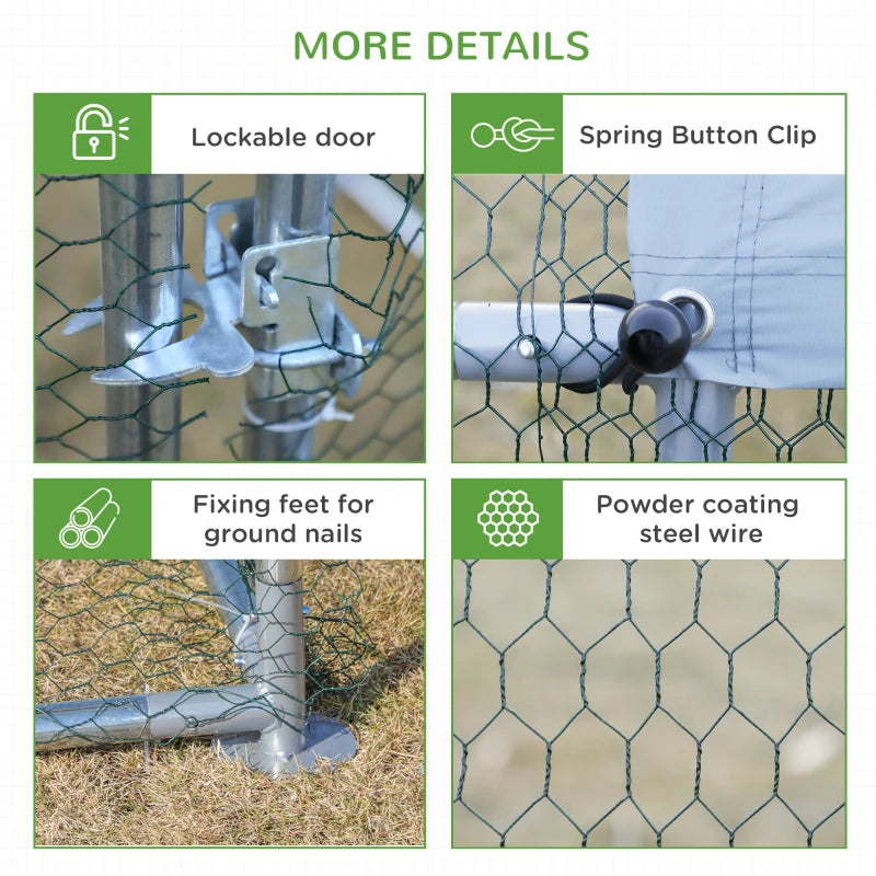 PawHut Galvanized Large Metal Chicken Coop Cage, 2 Room Walk-in Enclosure, Poultry Hen House with UV & Water Resistant Cover for Outdoor Backyard, 9.8' x 13.1' x 6.4'-1