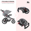 Qaba Baby Stroller Foldable Bassinet w/ Adjustable Backrest and Canopy Storage Basket-1