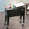 Outsunny 80 QT Rolling Cooling Bins Ice Chest on Wheels Outdoor Stand Up Drink Cooler Cart for Party, Dark Brown Wicker