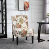 HOMCOM Linen Fabric Dining Chair with Pine Wood Legs and Sponge Padded Cushion, for Living Room, Dining Room, Flower Pattern