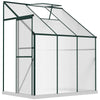 Outsunny 6' x 4' x 7' Hobby Greenhouse, Walk-in Lean-To Polycarbonate Hot House Kit with Aluminum Frame, Sliding Door, Roof Vent, Green