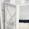 kleankin X- Frame Freestanding Floor Bathroom Storage with Two Drawers, Storage Organizer, Cabinet with 3 Shelves - White