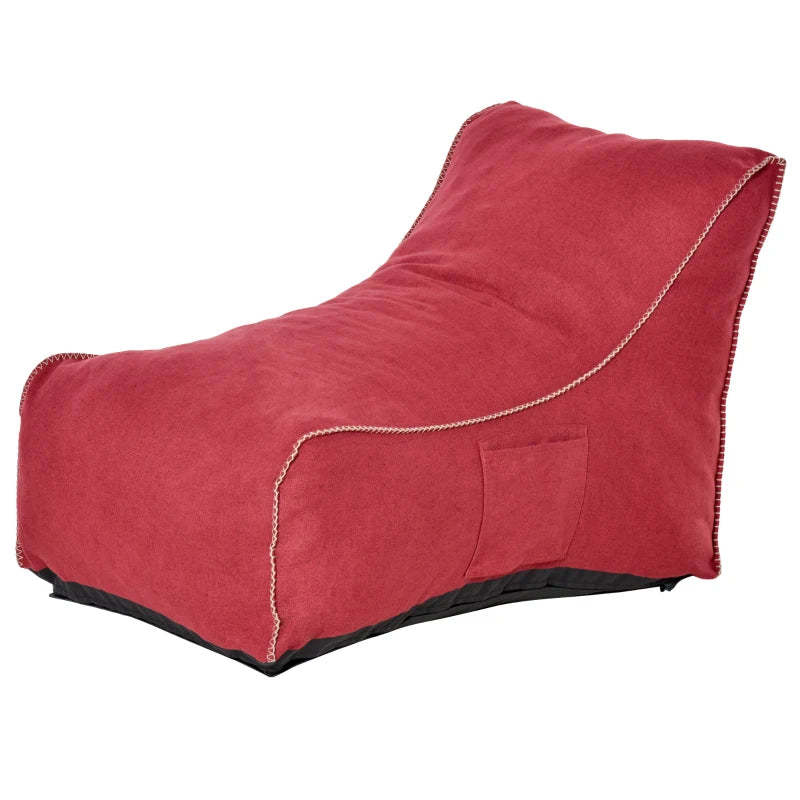 HOMCOM Bean Bag Chair, Stuffed Large Lounger for Indoors, Includes Washable Cover, Side Pockets and Backrest, for Kids and Adults, Wine Red