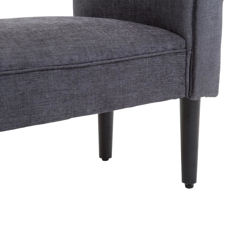 HOMCOM 52" Linen Upholstered Accent Ottoman Bench With Armrests, Dark Grey