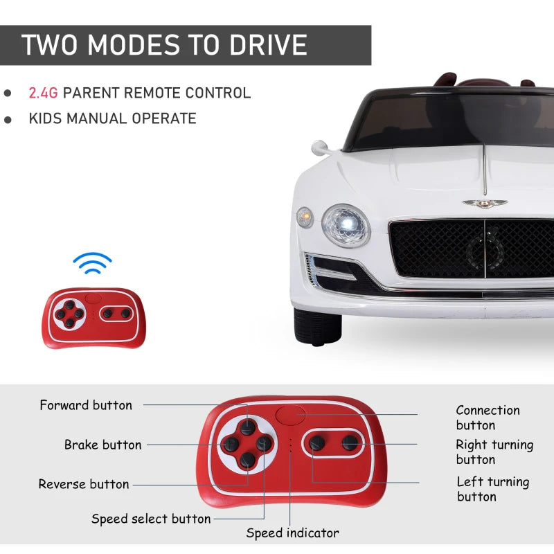 ShopEZ USA Electric Toy Car 12V Licensed Bentley GT Electric Vehicles w/ Parent Remote Control, White