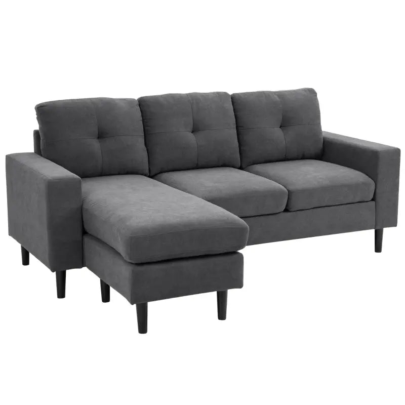 HOMCOM Elegant 3 Piece Sofa Chaise Lounge Set with Wooden Leg Footstool, & Large Multifunctional Loveseat - Brown