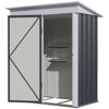 Outsunny Outdoor Sheds Storage with floor, Small Steel Lean-to Shed with Adjustable Shelf, Lock, Gloves, 5'x3'x6', Dark Gray
