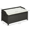 Outsunny Outdoor Storage Bench with Cushion, PE Rattan 2-In-1 Patio Seat Box with Handles, Air Strut Assisted Easy Open, Cream White