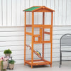 PawHut 65" Outdoor Wooden Birdcage Aviary with Pull Out Tray 2 Doors, Orange
