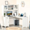 HOMCOM L-Shaped Desk with Hutch, Computer Desk with Drawers, Home Office Corner Desk Study Workstation Table with Storage Cabinets Shelves, White