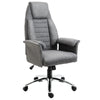 HOMCOM High Back Fabric Executive Chair with Padded Armrests, Ergonomic Home Office Chair with Headrest, Adjustable Height- Light Grey