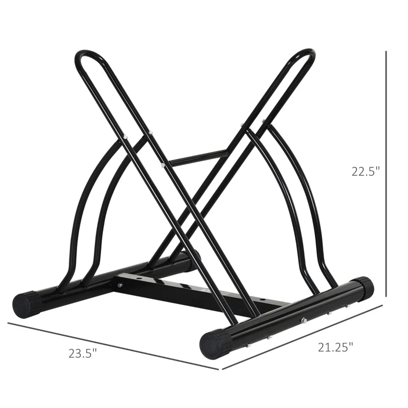 Soozier 2-Bike Floor Stand Storage Parking Rack with Stable & Strong Steel Frame, Double Sided Design & All-Around Use
