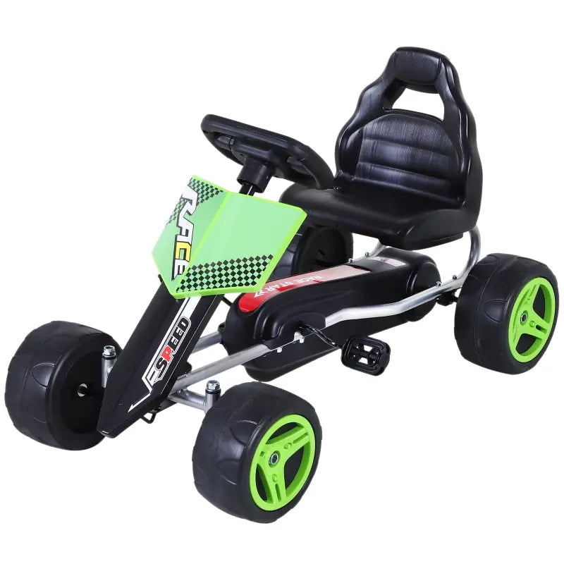 ShopEZ USA Kids Go Kart, 4 Wheeled Ride On Pedal Car, Racer for 3 years, for Boys and Girls, Outdoor - Green