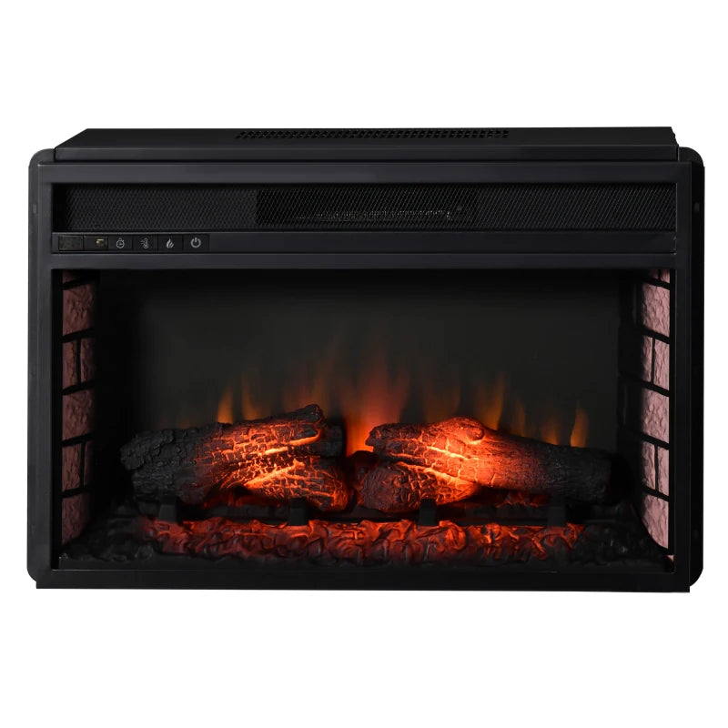 Antique Style Electric Fireplace Adjustable Heater LED Flames Log Effect  Black