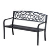 Outsunny 50" Garden Park Bench, Slatted Steel Outdoor Decorative Loveseat for Patio Lawn