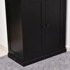 HOMCOM Natural Wood Grain Stand Alone Kitchen Pantry with Two Large Storage Areas and Adjustable Shelving - Black