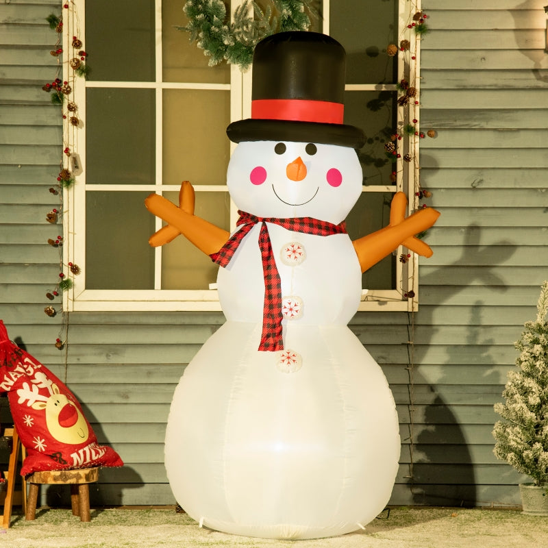 HOMCOM 8’ Christmas Inflatable Snowman, Outdoor Blow-Up Yard Decoration with LED Lights Display