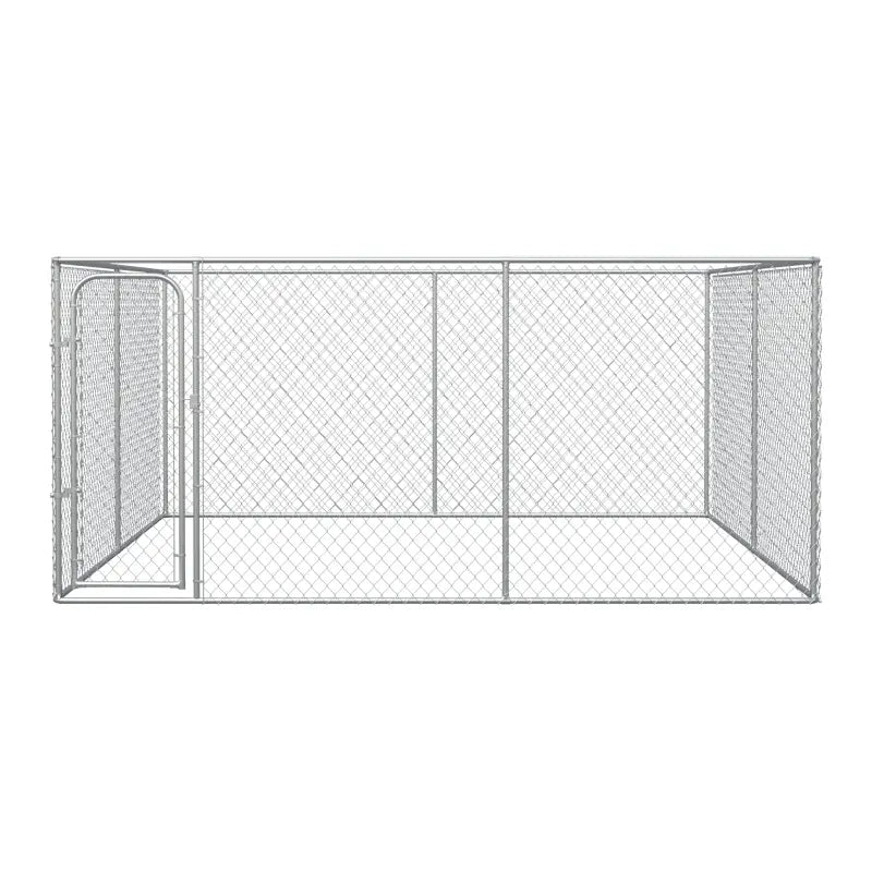 PawHut Outdoor Dog Kennel Galvanized Chain Link Fence Pet House w/ Secure Lock