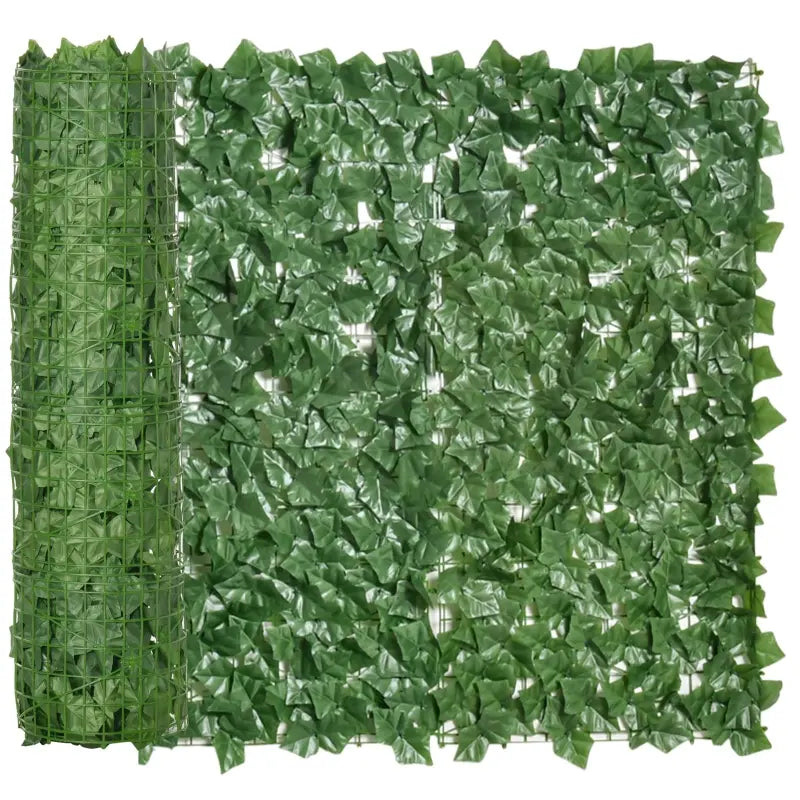 Outsunny 12 Piece Artificial Leaf Privacy Fence, 20" x 20" Faux Hedge Greenery Wall Backdrop Decoration, Indoor Outdoor Garden Décor, Red Photinia Bush