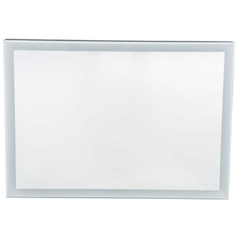 Open Box Kleankin 32" x 24" Aluminum Rectangular LED Illuminated Anti-Fog Bathroom Wall Mirror Stylish with Touch Bottons