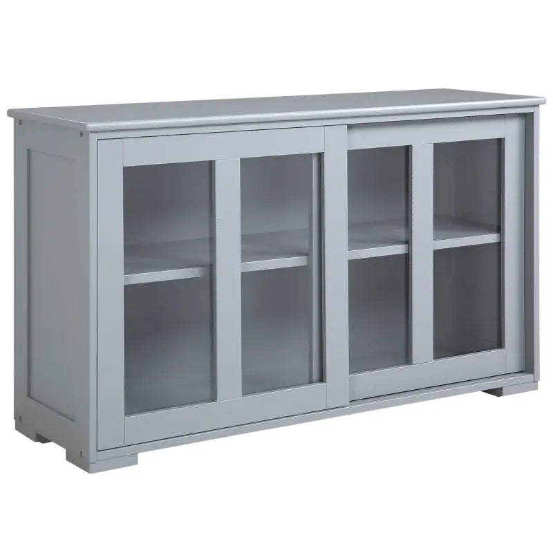 HOMCOM Sideboard Buffet Cabinet, Stackable Credenza, Coffee Bar Cabinet with Sliding Glass Door and Adjustable Shelf, Gray