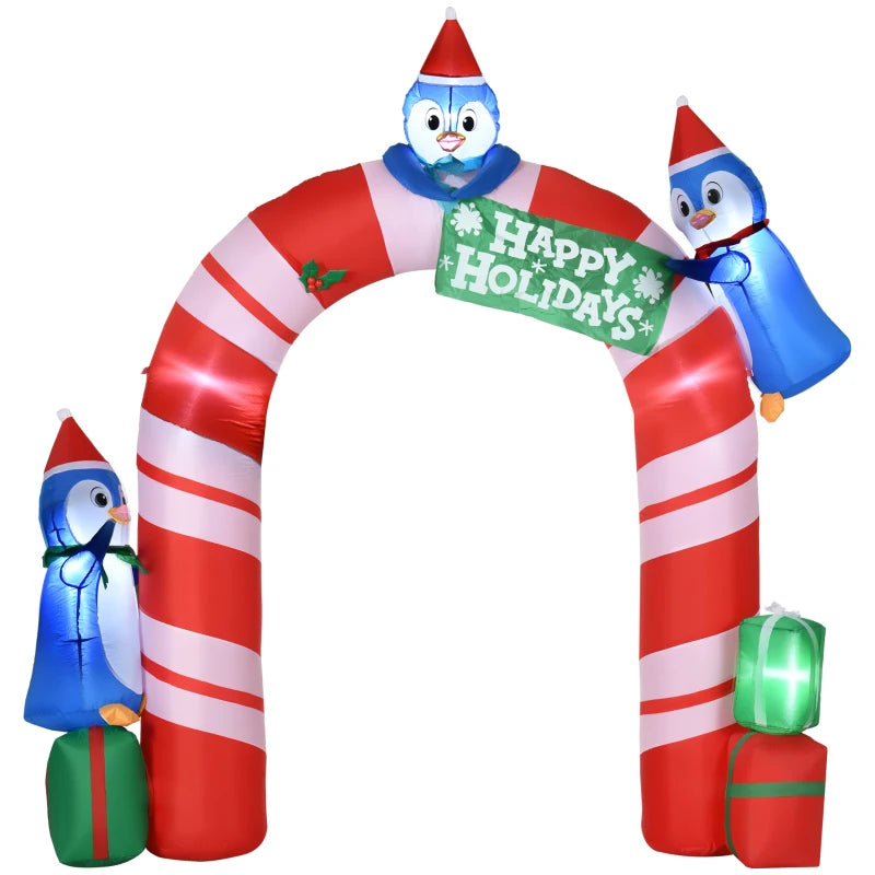 Outsunny 9ft Inflatable Christmas Arch with Santa Claus Riding a Sled, Blow-Up Outdoor LED Yard Display for Garden, Lawn, Party