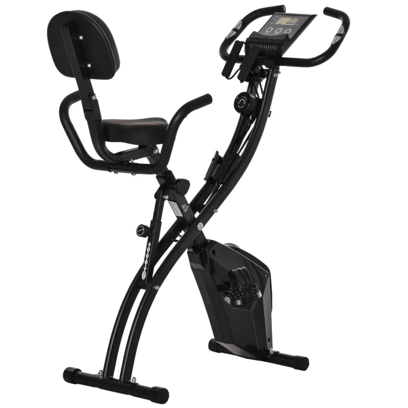 Soozier Indoor Exercise Bike 8-Level Adjustable Magnetic Resistance Cardio Trainer Cycling Bike, w/ Desktop, 3lbs Flywheel, LCD Display-White