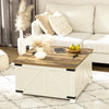 HOMCOM Farmhouse Coffee Table with Storage, Large Square Coffee Table for Living Room Furniture, Wooden Center Table