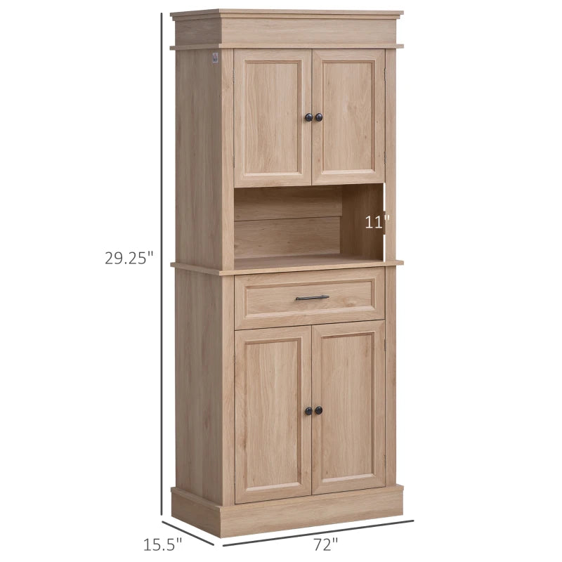 72''H Freestanding Tall Pantry Cabinet Kitchen Storage Cabinet in White w  Drawer