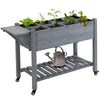 Outsunny Raised Garden Bed Planter Box w/ 8 Grow Grids, Storage Shelf & Lockable Wheels-2