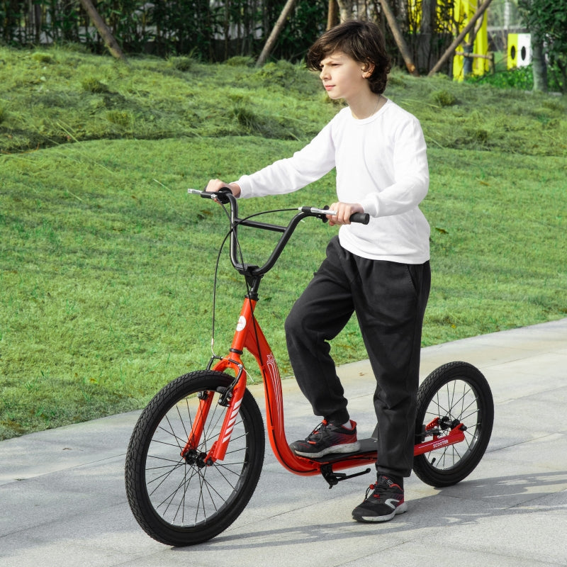 ShopEZ USA Youth Scooter Adjustable Height, Front Rear Caliper Brakes Inflatable Wheels, Red