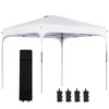 Outsunny 8' x 8' Pop Up Canopy Tent with Wheeled Carry Bag and 4 Sand Bags, Instant Sun Shelter, Tents for Parties, Height Adjustable, for Outdoor, Garden, Patio, White