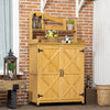 Outsunny Outdoor Storage Cabinet & Potting Table, Wooden Gardening Bench with Patio Cabinet and Magnetic Doors, Yellow