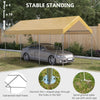 Outsunny 10' x 20' Heavy Duty Carport, Portable Garage & Patio Canopy Tent Storage Shelter, 8.7'-10.2' Adjustable Height, Anti-UV Cover for Car, Truck, Boat, Catering, Wedding, Beige