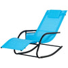 Outsunny Aluminum Mesh Fabric Outdoor Curved Chaise Sun Lounge Chair - Black