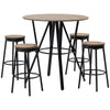 HOMCOM Industrial Bar Table and Chairs Set, Round Dining Table & 4 Stools with Swivel Seat for Pub, Kitchen, Light Brown