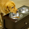 PawHut Large Elevated Dog Bowls with Storage Cabinet Containing Large 44L Capacity, Raised Dog Bowl Stand Pet Food Bowl Dog Feeding Station, Black