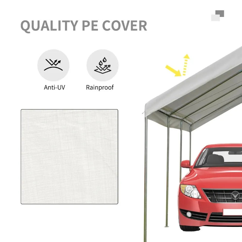 Outsunny 10' x 20' Heavy Duty Outdoor Carport Awning/Canopy with Weather-Fighting Material & Anchor Kit, White